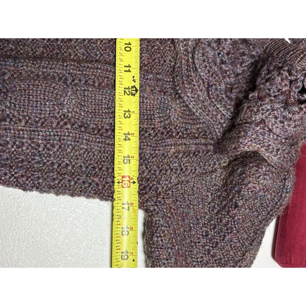 Samantha Starr Wool Blend Sweater Purple Button Ruffle Collar M